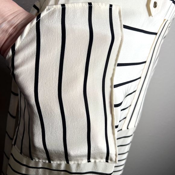Madewell Broadway & Broome Sz 8 Sleeveless Dress 100% Silk Black, White Stripes - Picture 9 of 16